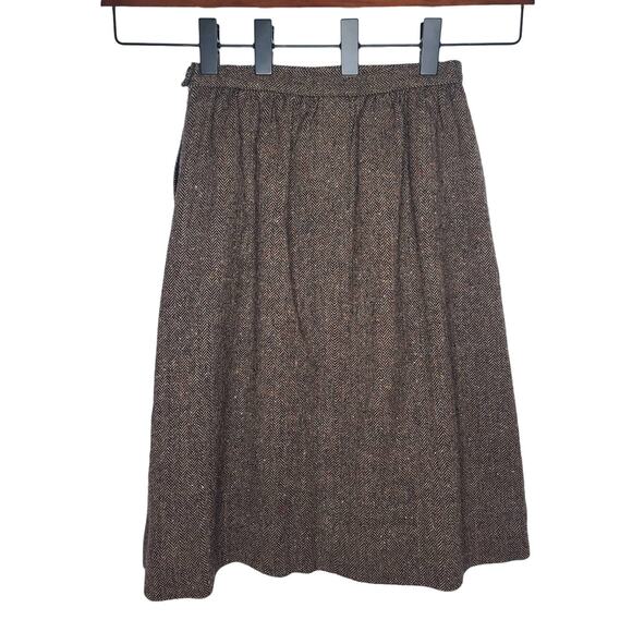 Vintage Pendleton brown herringbone tweed long wool skirt - 8 - Picture 1 of 6